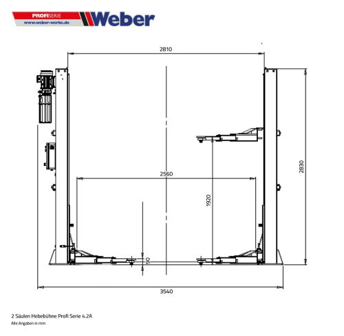 2 Säulen Hebebühne Weber Profi Serie 4.2A